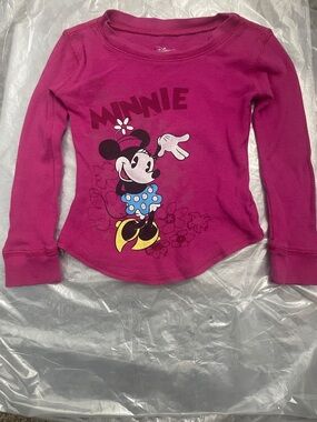 Disney Girls' Minnie Mouse Long Sleeve Top - Magenta Pink